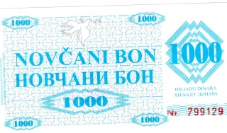 Bosnia and Herzegovina 1.000 Dinara, 1992 obverse
